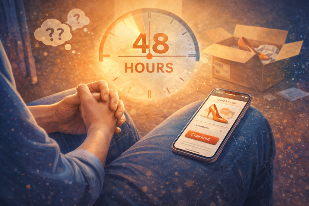 Illustration showing how the 48-hour rule helps reduce impulse buying, control consumerism, and strengthen financial discipline through better money management.