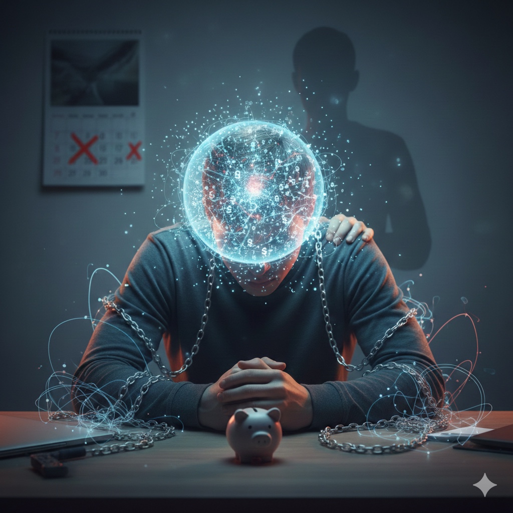 Mental stress caused by credit card debt showing financial pressure and loss of control