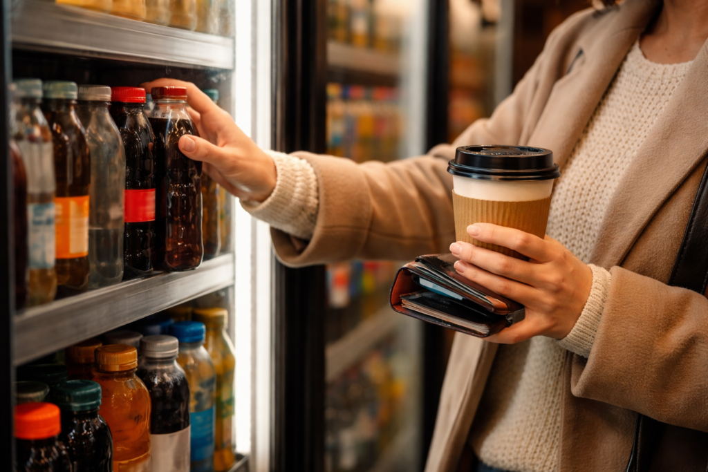 Everyday small purchases like drinks and coffee that reinforce automatic spending habits