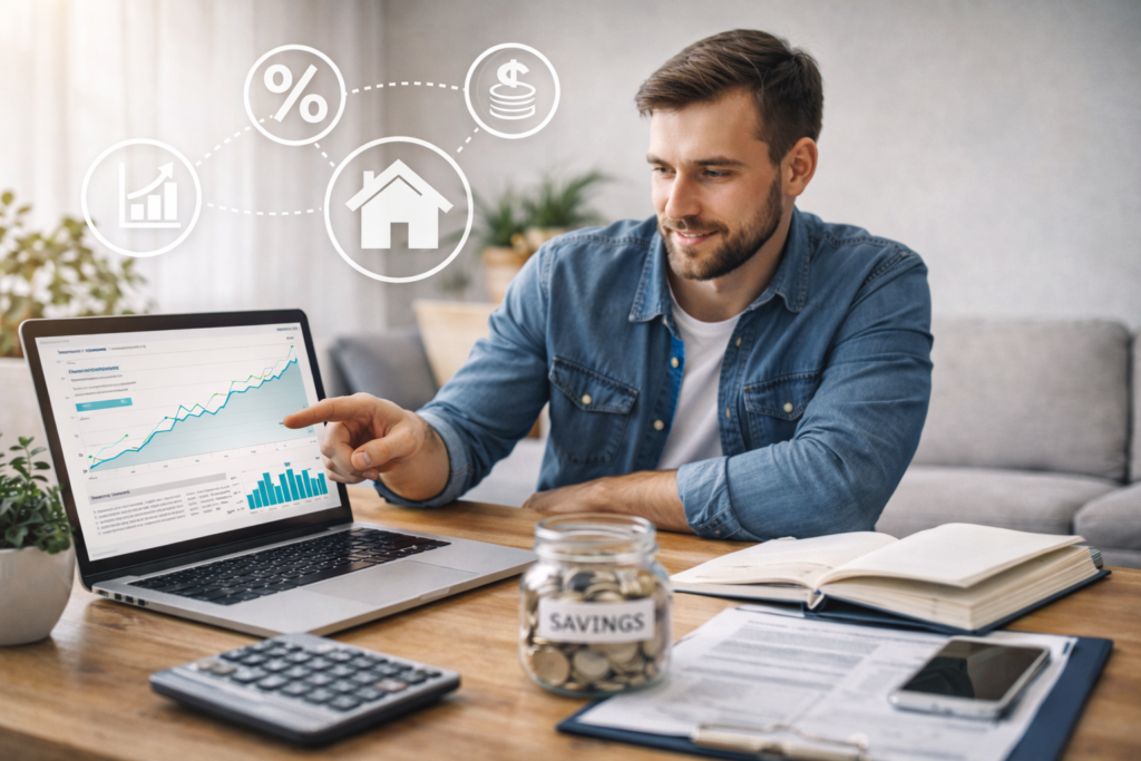 Interest rates influencing financial planning, mortgage rates, and savings account interest rates